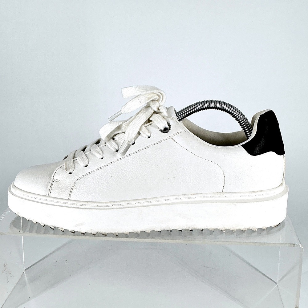 Steve Madden‎ Size 9.5 N Narrow READ White Platform Sneakers Black Tab Charlie